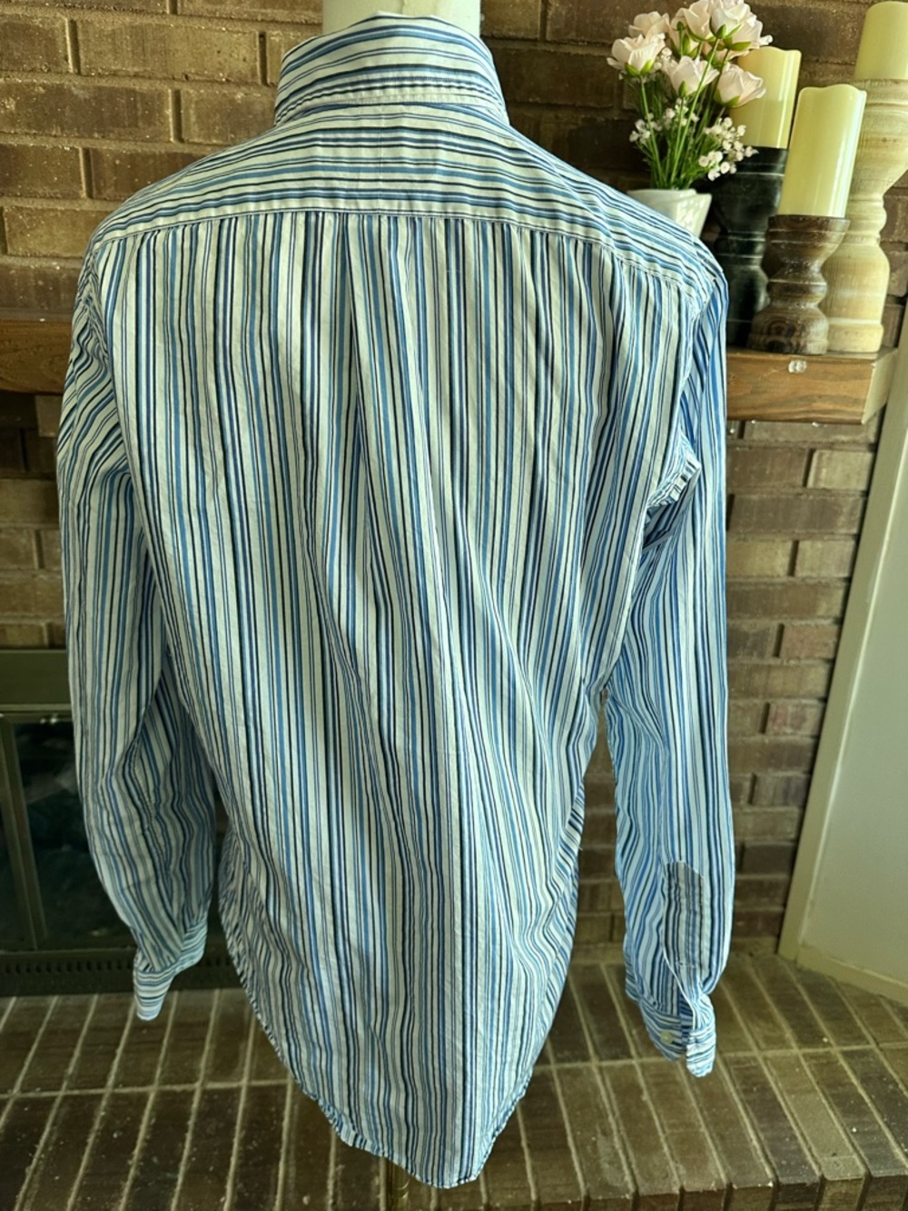 Ralph Lauren Classic Fit Blue White Striped Long Sleeve Button Down Shirt S - Picture 4 of 5